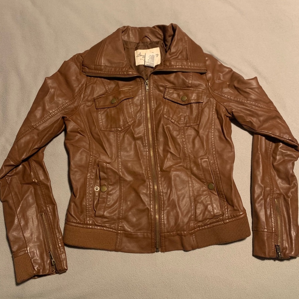 Brown Faux Leather Jacket